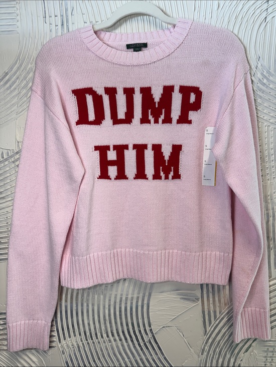 wild fable Sweaters - wild fable Pink Knit Sweater with Red 'DUMP HIM' Lettering N0697